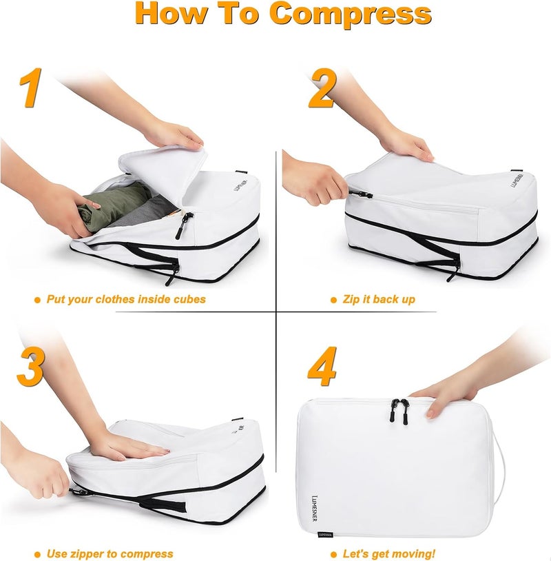 Velaybor 8 Set Compression Packing Cubes for Travel, Waterproof Luggage Organizers, Suitcase Organizer Set for Carry-On & Checked Baggage, Travel Accessories for Men & Women - Image 3
